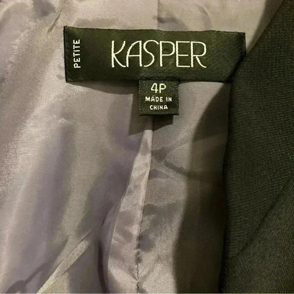 Kasper Women’s Suit Blazer Jacket and Skirt Sz.4p Black w/ Pleats - Picture 6 of 13